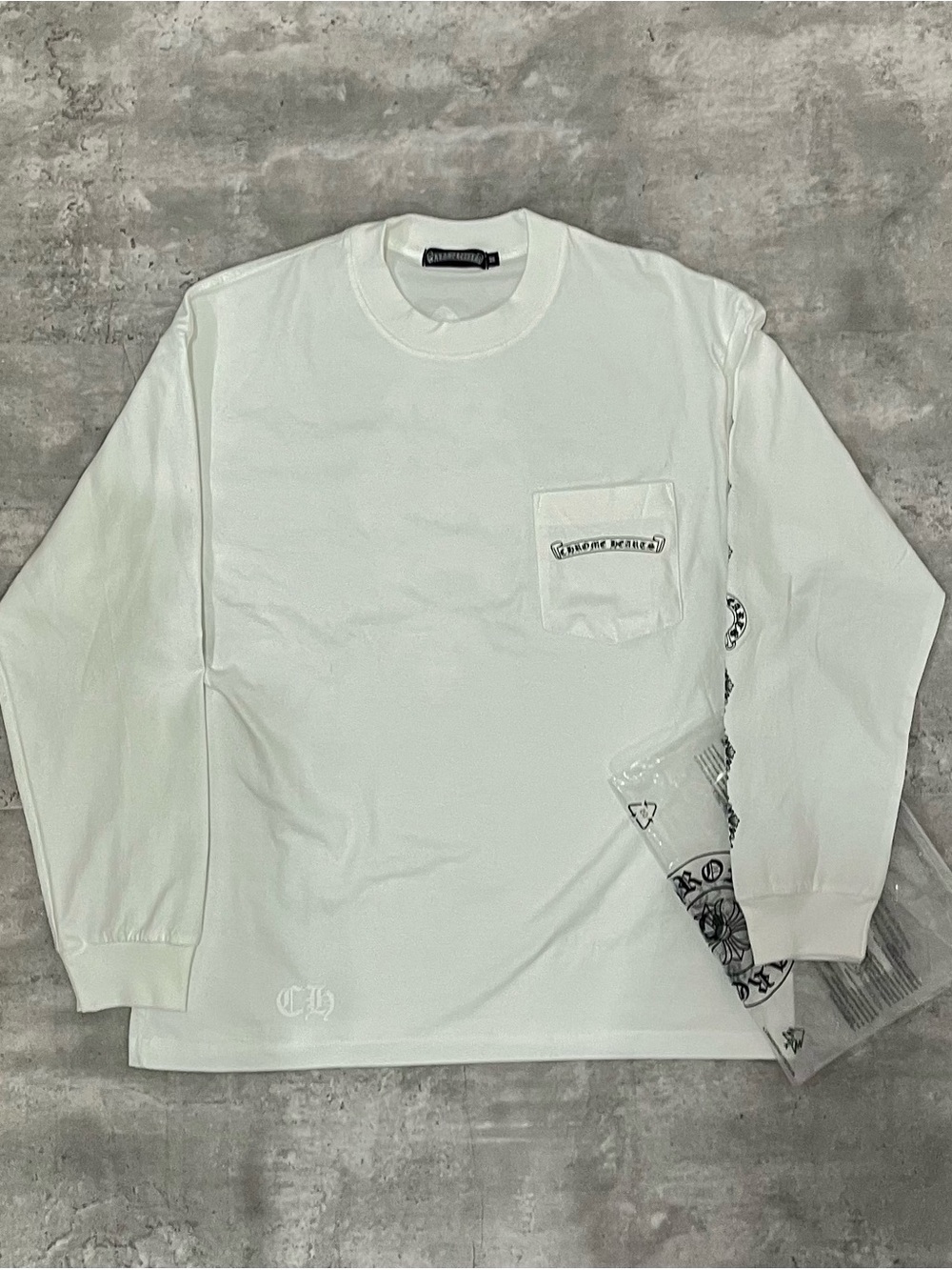 Chrome Hearts Cross Back Pocket Long Sleeve Shirt White Mens Medium